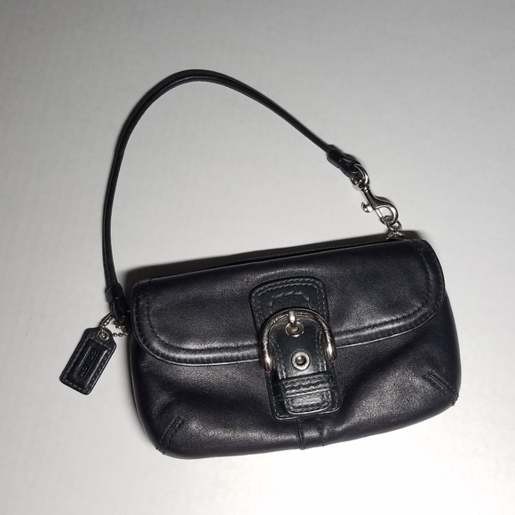 Coach Black Leather SoHo Wristlet